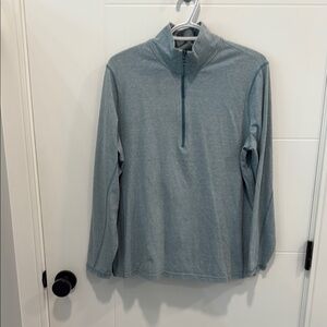 Eddie Bauer Teal Striped Cotton 1/4 zip long sleeve Shirt size XL